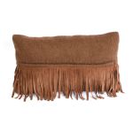 Cushion wool suede fringes brown 50x30cm