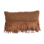 Cushion wool suede fringes brown 60x40cm