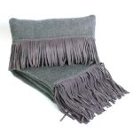Cushion wool suede fringes charcoal 50x30cm