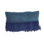 Cushion wool suede fringes Royal blue 50x30cm