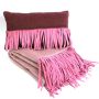 Cushion wool suede fringes wine red 50x30cm