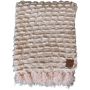 Throw chenille pastel pink with fringes 130x170cm