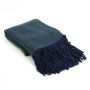 Throw wool suede fringes Royal blue 130x170cm