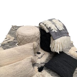 Aanbieding vloerkleed wol 200x300cm: plaid SH1517BLWH Cadeau
