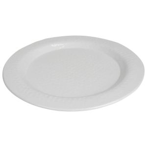 Onderbord presentatie plateau rond metaal gehamerd wit ¢39cm