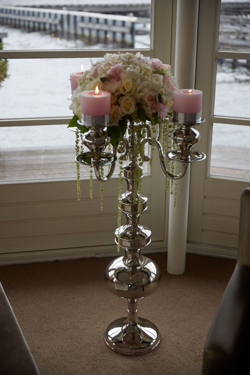 candleholder 5arm with plate for flowers hg100cm