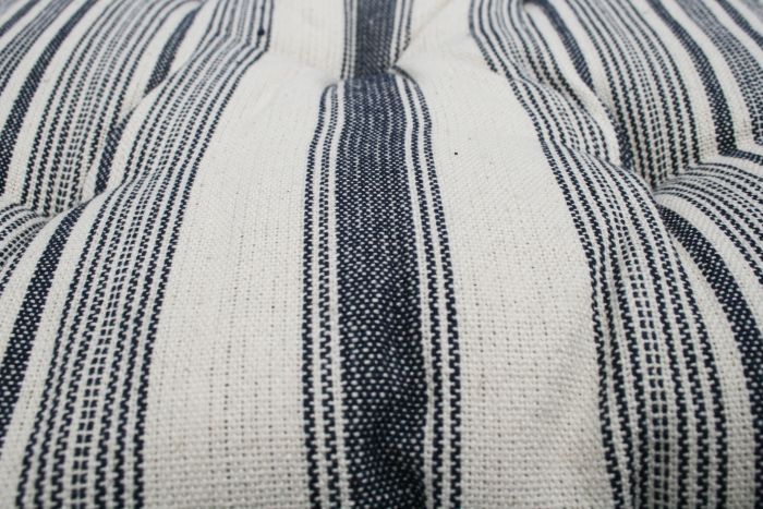 cushion button striped blue ecru 40x40cm