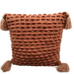 Cushion chenille amber earth tones with tassels 50x50cm