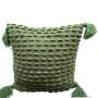 Cushion chenille green with tassels 50x50cm