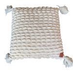 Cushion chenille offwhite cream with tassels 50x50cm
