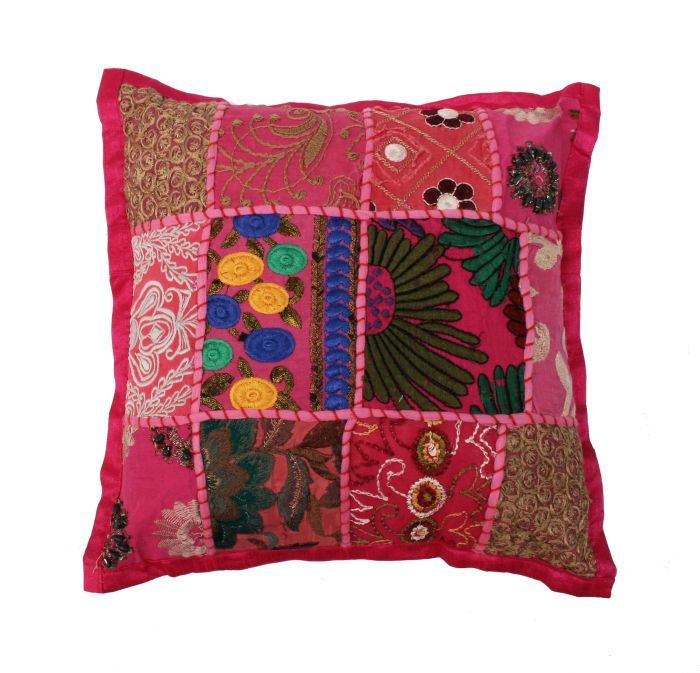 cushion india patchwork fuchsia 30x30cm