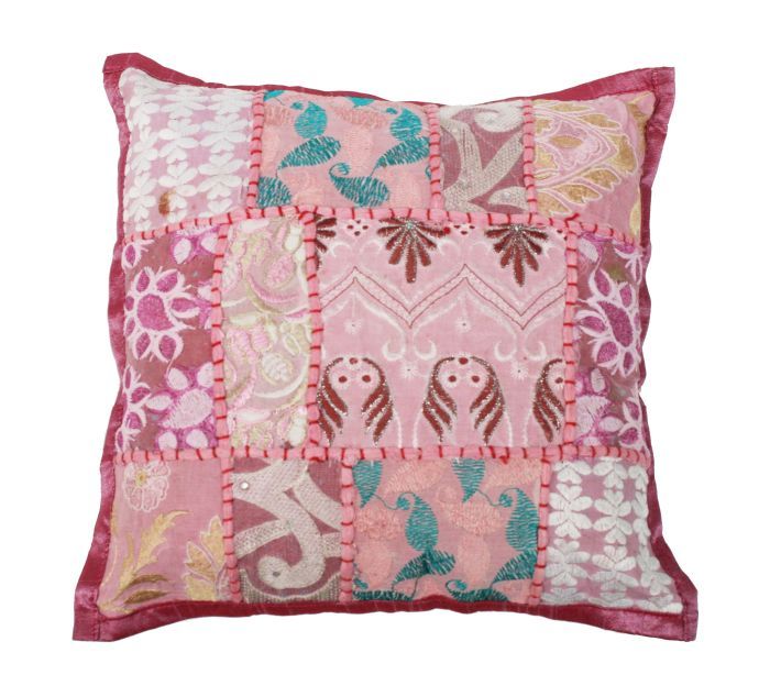 cushion india patchwork pastel pink 30x30cm