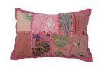 Cushion-Oriental-Patchwork-Embroidery-PastelPink-30x20cm Box/6pcs
