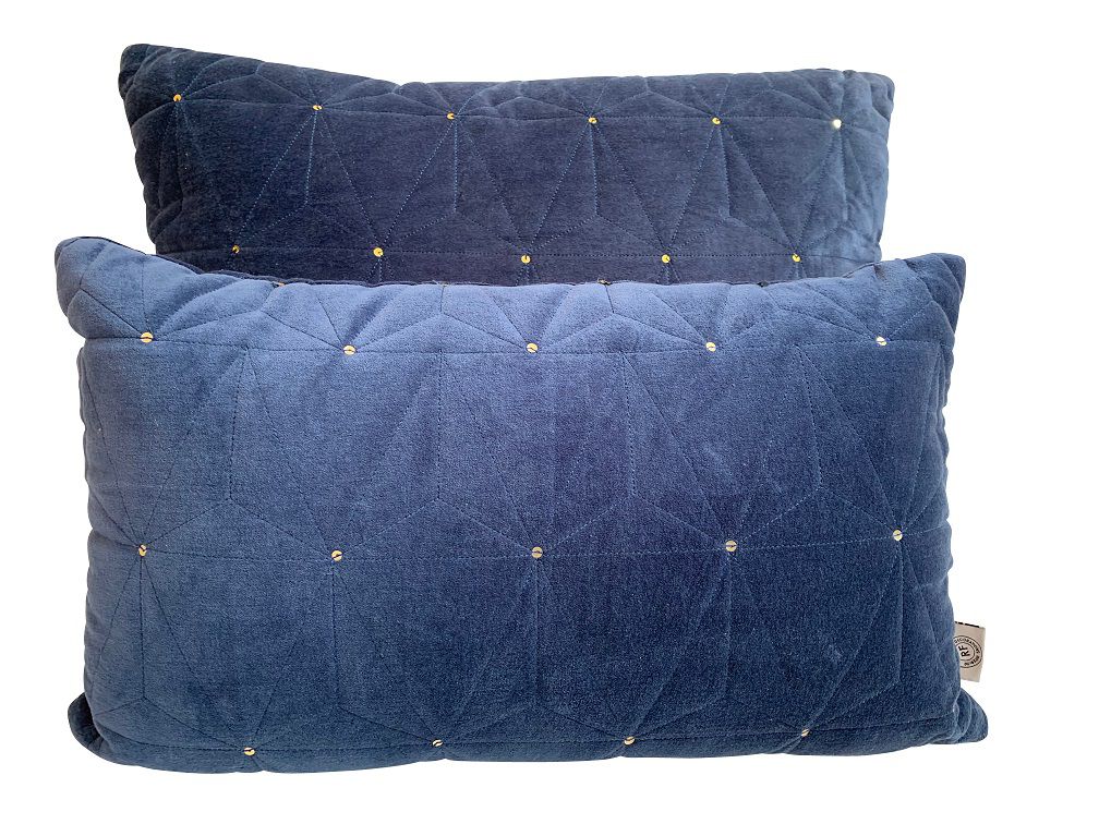 cushion velvet ocean blue golden sequins 50x30cm