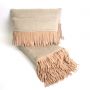 Cushion wool suede fringes light brown 60x40cm