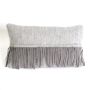 Cushion wool suede fringes light grey 50x30cm