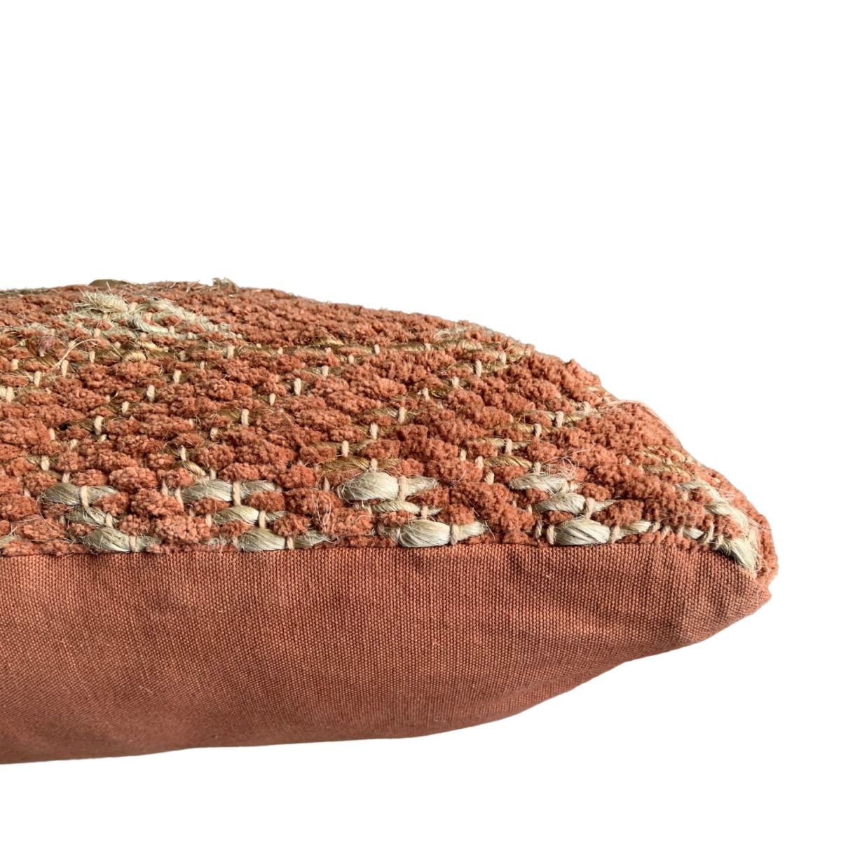 cushion woven jute chenille terra colour 50x50cm