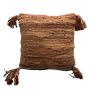 Cushion woven recycled leather terra 45x45cm