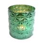 Glas waxinehouder cilinder groen 16x15cm