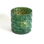 Glas waxinehouder cilinder groen 13x13cm