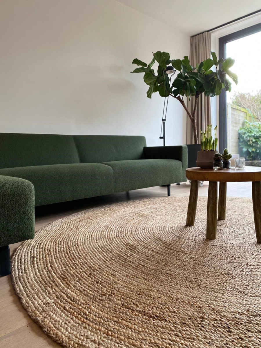 rug braided jute round natural 300 cm