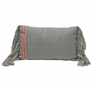 Kussen licht grijs met neon roze accent 50x30cm