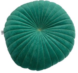 Kussen Velours Smaragd groen met Gouden stiksel ø40cm rond