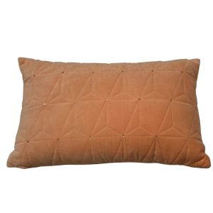 Kussen fluweel perzik zalmroze pailletten rechthoekig 50x30cm
