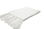 Plaid Cotton Linen Pure White 125x150cm
