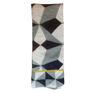 Plaid Grafisch Grijs Geel Wol 130x170cm