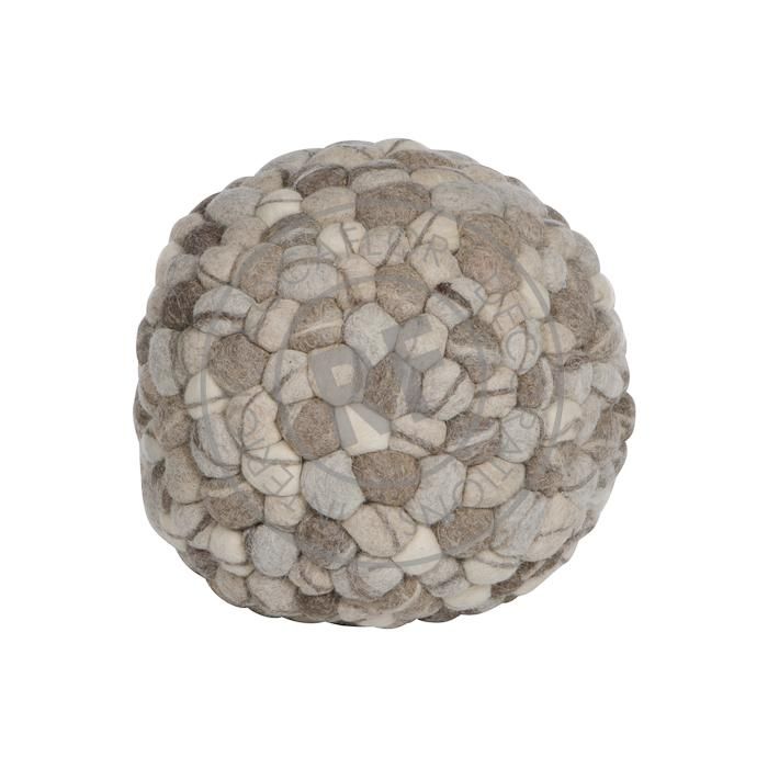 poef rond vilt steenmotief 40 cm natuurlijke grijsbruintinten