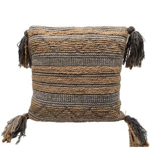 Kussen geweven jute wol PET katoen wit grijs 50x50cm