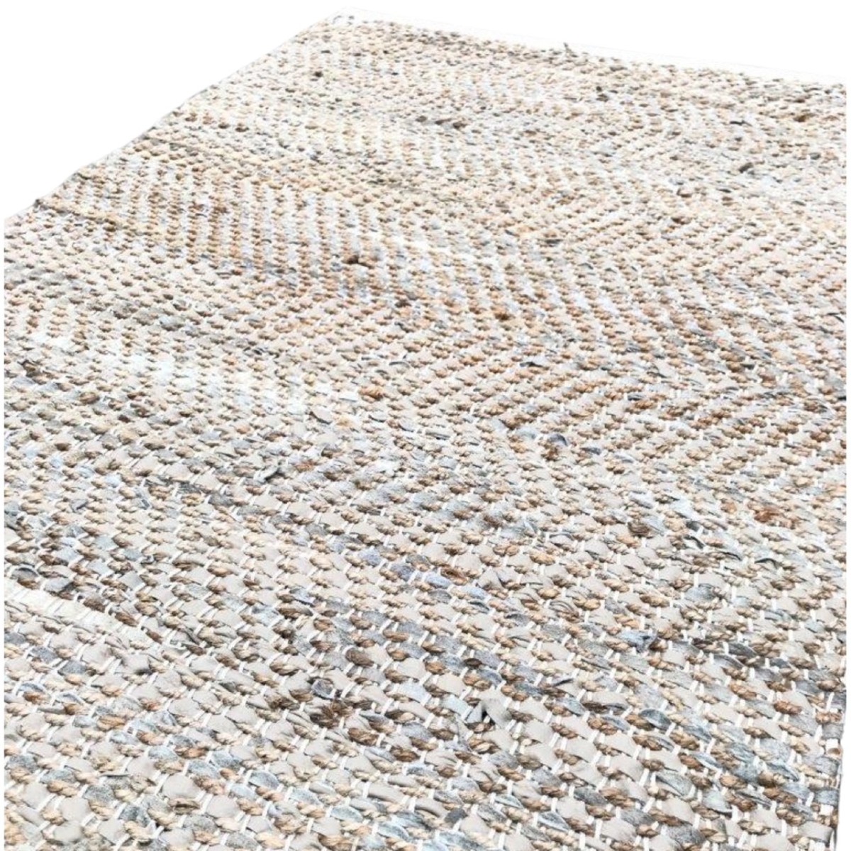 rug 200x300 cm recycled leather beige and jute