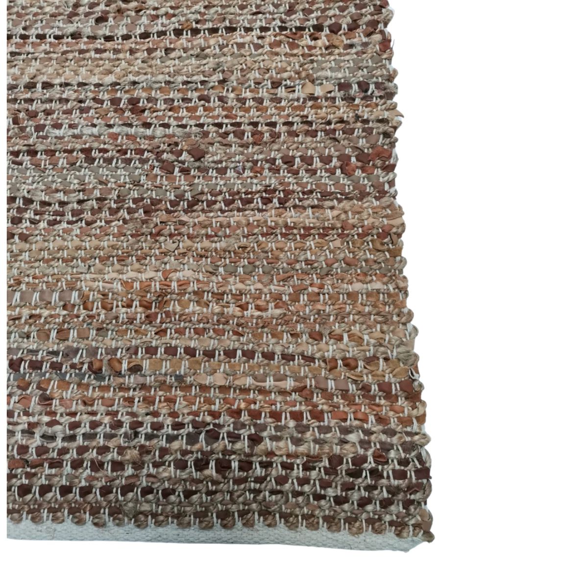 rug 200x300cm woven recycled leather earth tones and jute