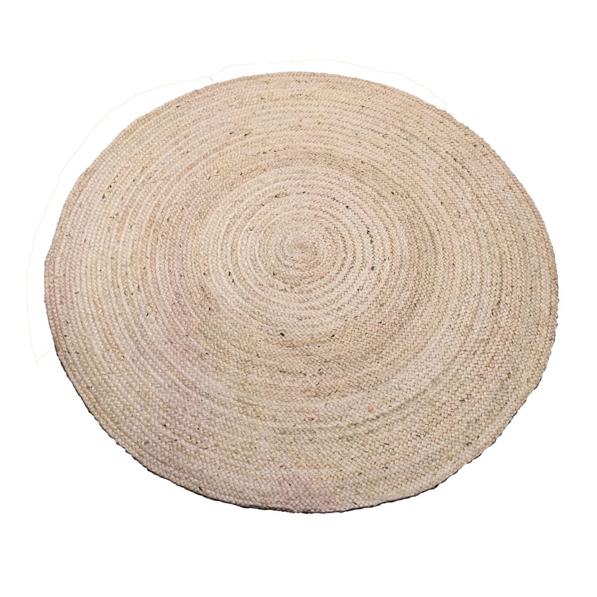 rug jute braided ivory white offwhite round 150 cm