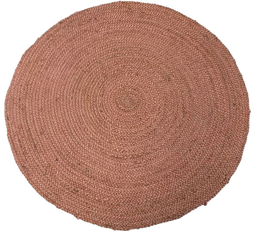 rug braided jute peach pink 120cm