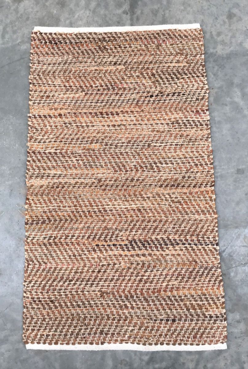rug brown leather jute collectie