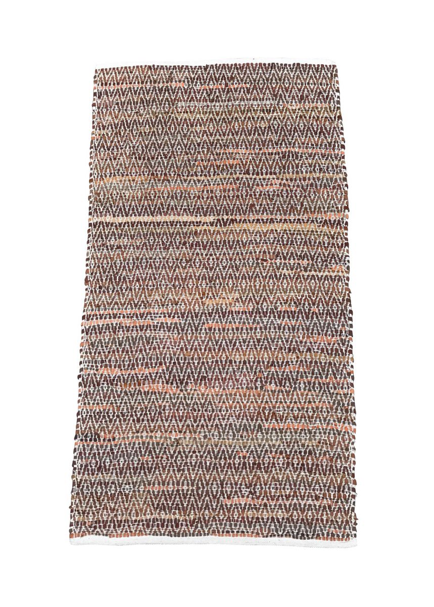 rug brown leather with white diamond stitching 80x140cm