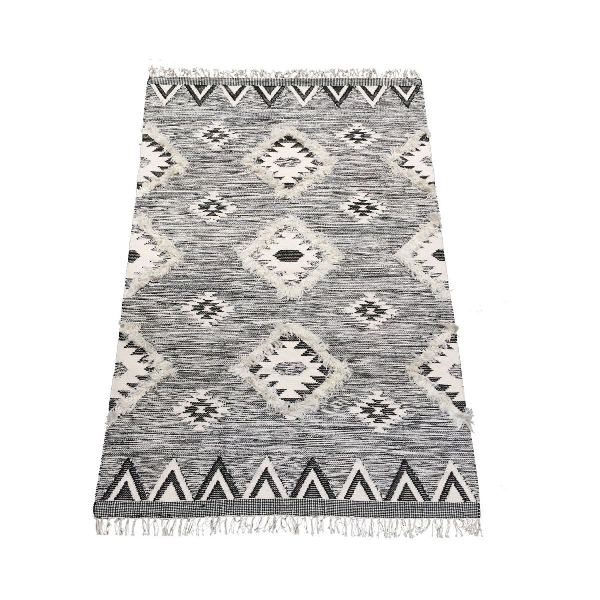 rug handwoven wool graphic black cream 160x230cm