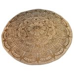 Rug jute braided round print copper Mandala Lotus ø 120 cm