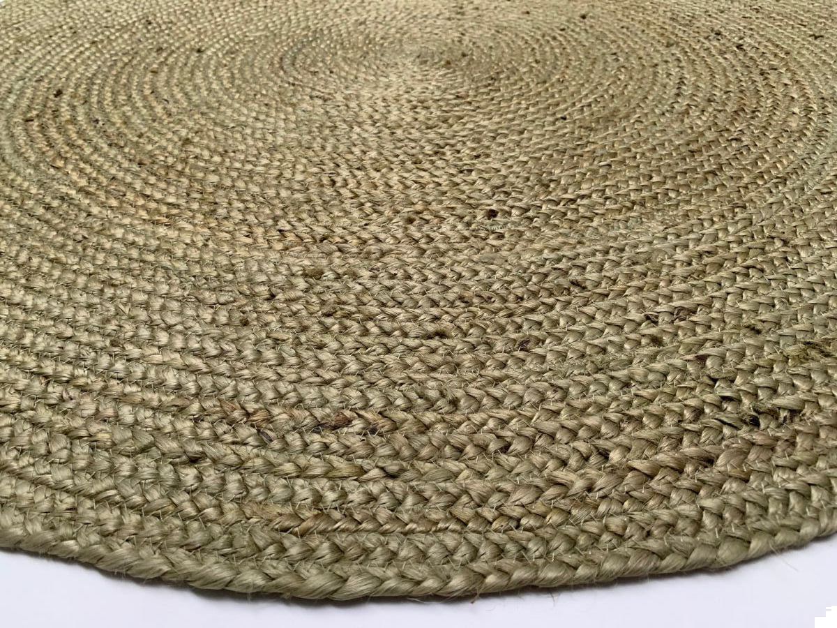 rug braided jute olive green 200cm
