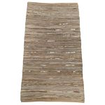 Rug recycled leather beige gold copper accents