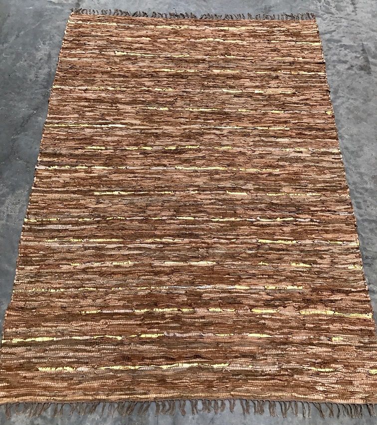 rug recycled leather walnut copper gold 80x140cm