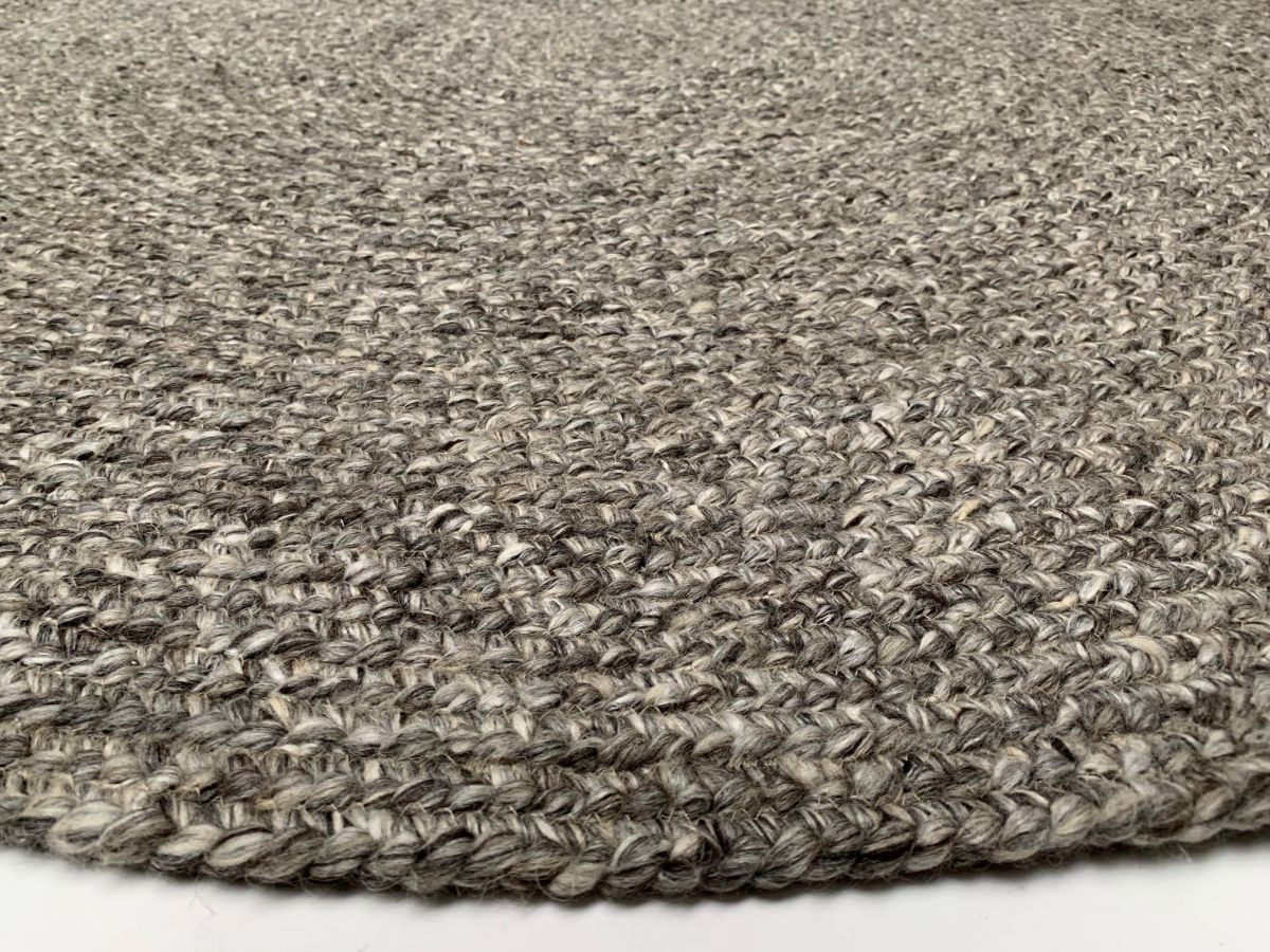 rug round 250 cm new zealand wool polyester grey antracite