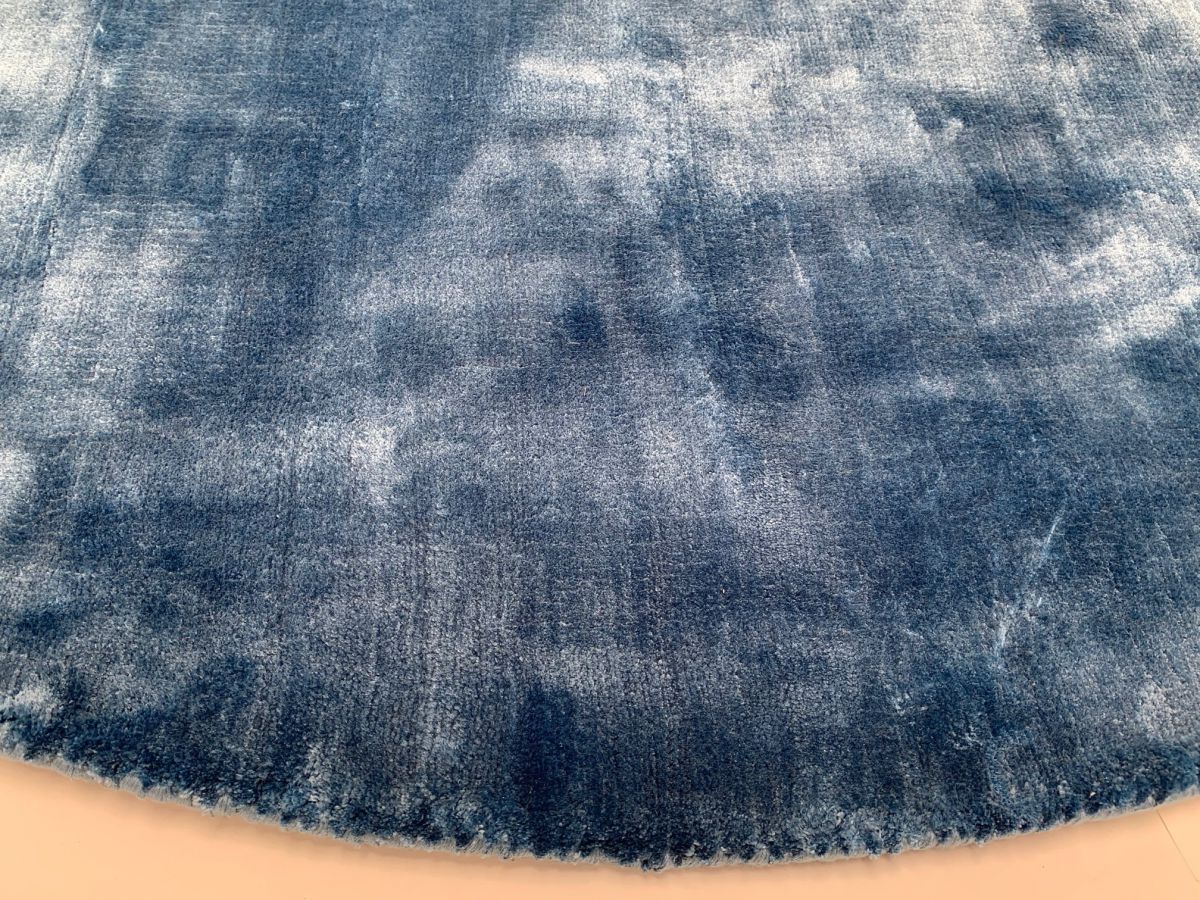 rug round tencel 150cm blue