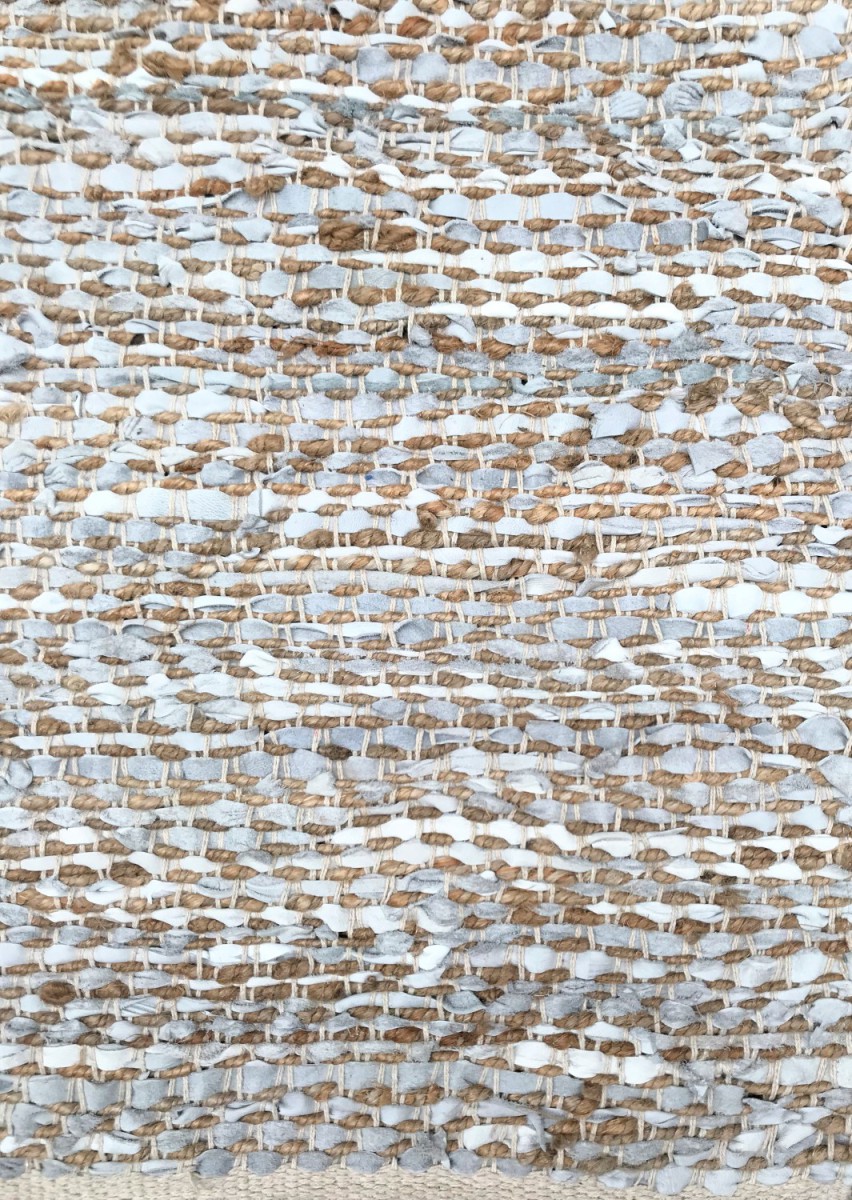 rug whitegrey leather jute 160x230cm