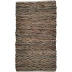 Rug woven jute and recycled leather grey 200x300cm