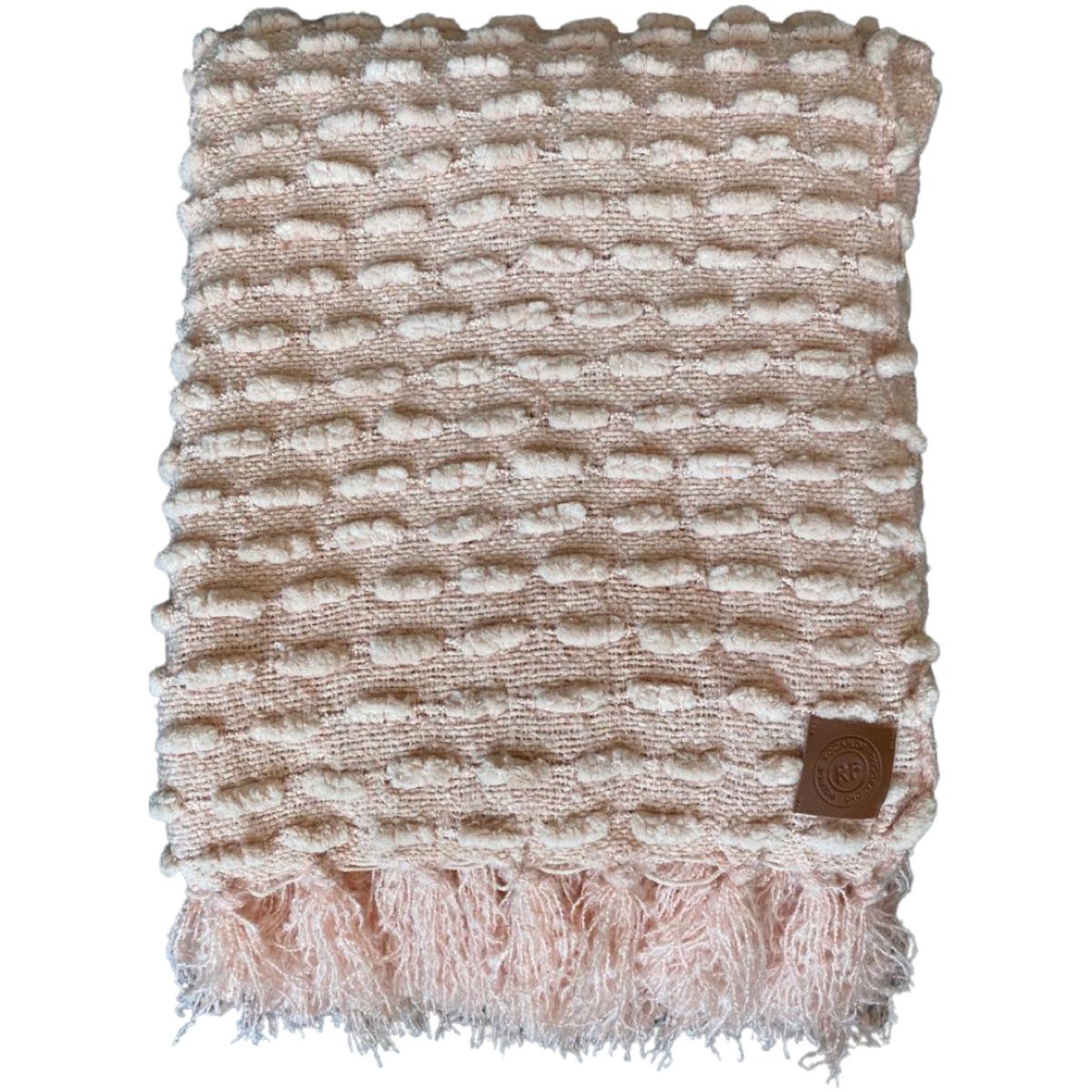 plaid chenille pastel pink with fringes 130x170cm