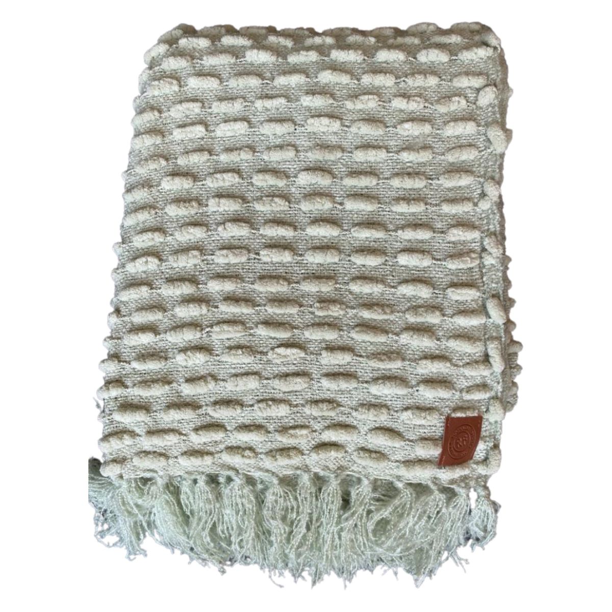 throw chenille sage green with fringes 130x170cm
