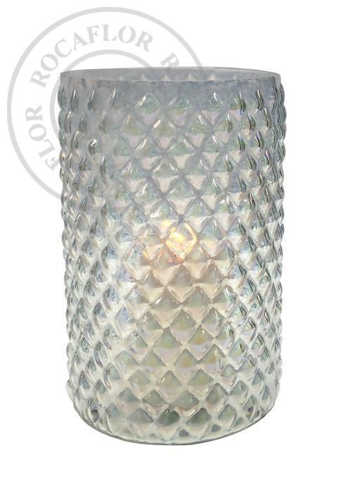 vase andor windlight trans with rainbow lustre 23x145cm